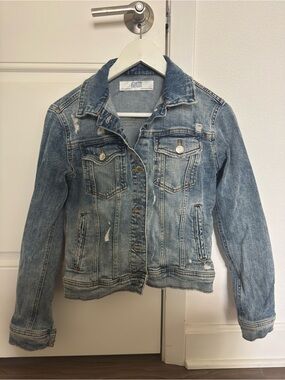 Zara Light Blue Distressed Denim Jacket